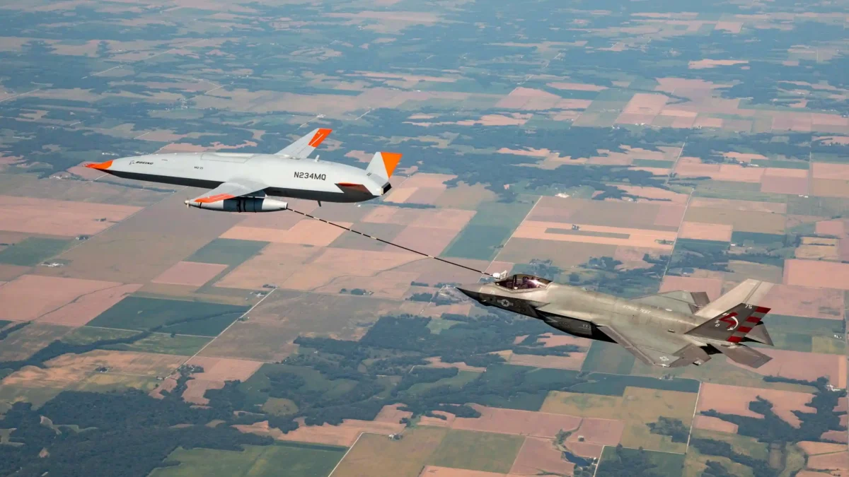 MQ-25 Stingray refuels F-35C