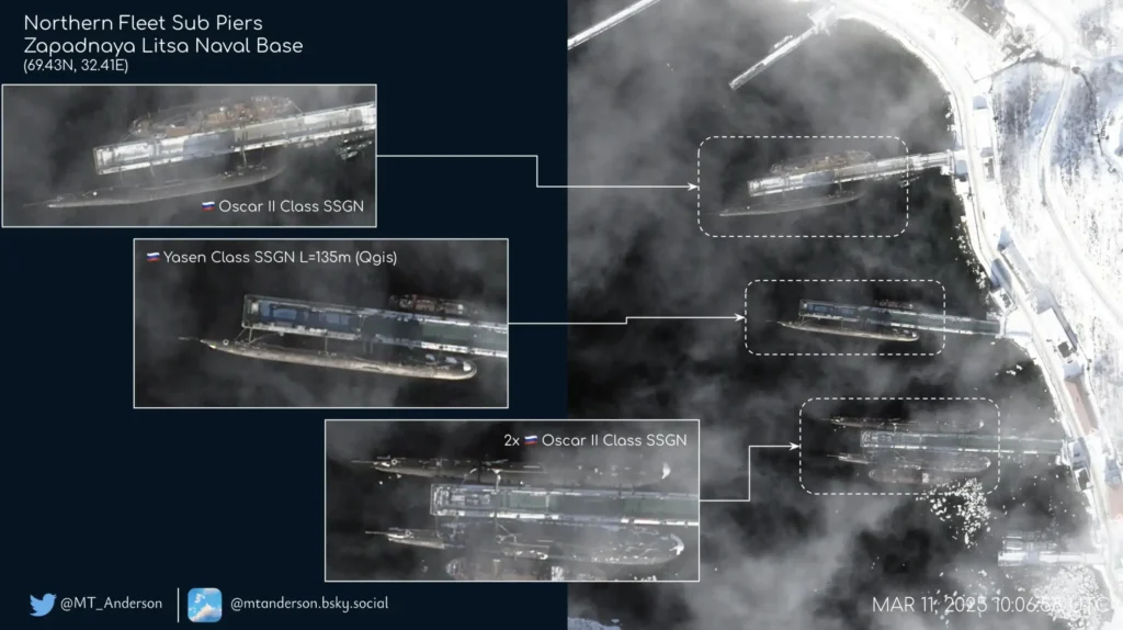 Satellite imagery of russian submarines near NATO