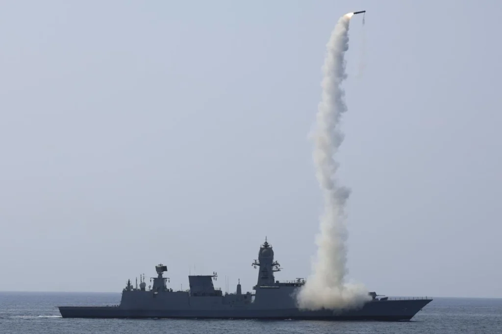 Brahmos missile INS Nilgiri firing BrahMos