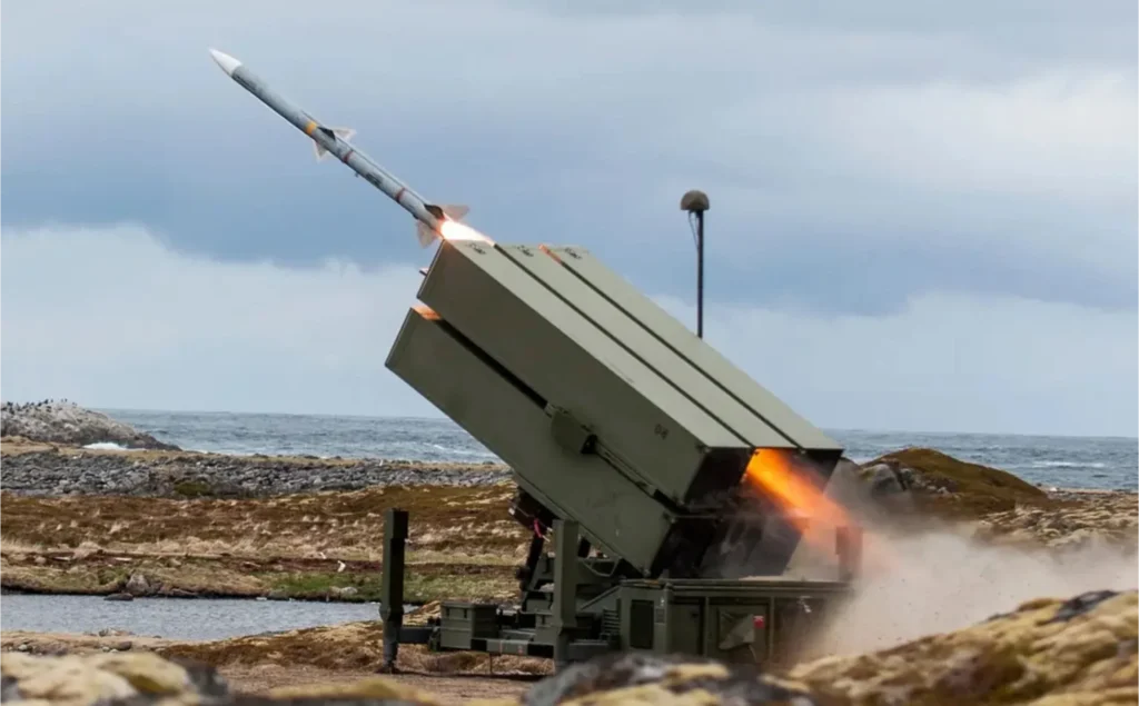 NASAMS fires AIM-12 AMRAAM Missile