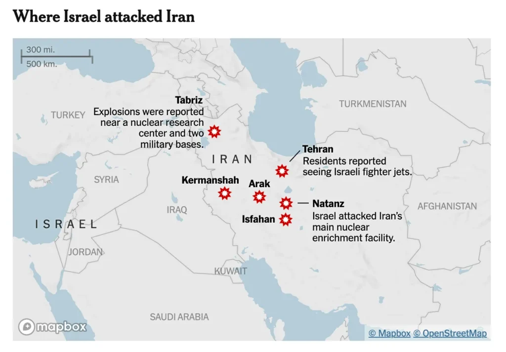 Where israel attacks iran