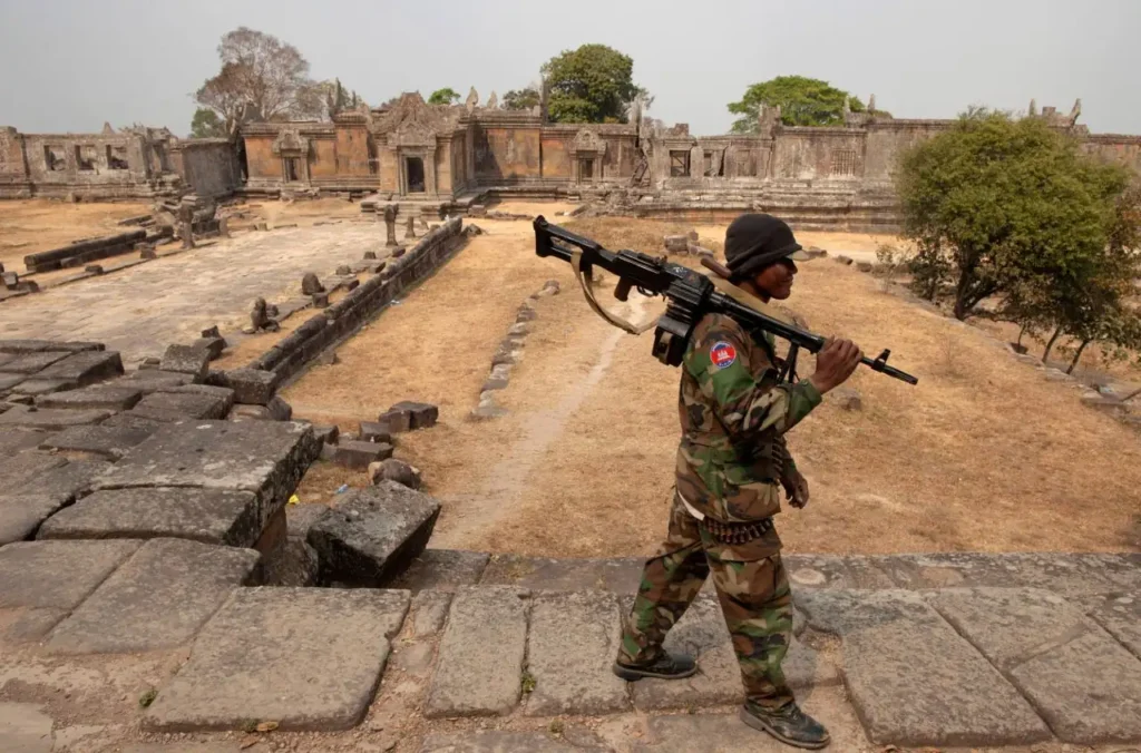Cambodian solider guards