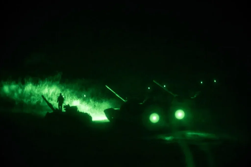 Abrams tank during night operations training