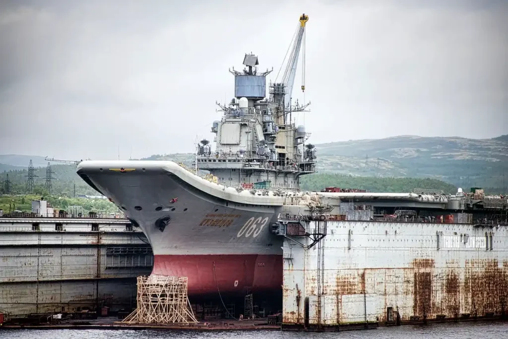 russian aircraft carrier is being refit