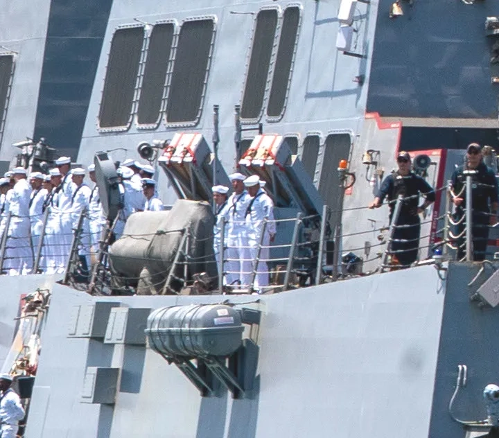Coyote Anti-Drone launchers on USS Bainbridge deck.