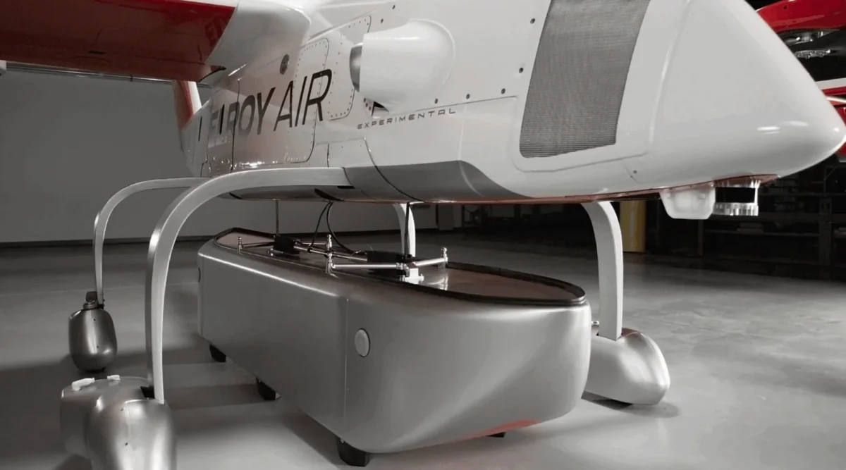 elroy air chaparral cargo module Close-up view of Elroy Air Chaparral cargo drone side.