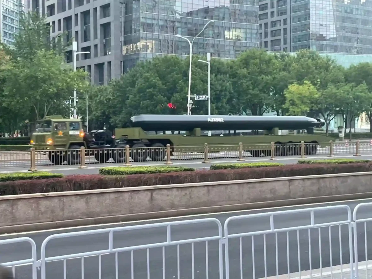 AJX002 underwater drone on military truck.