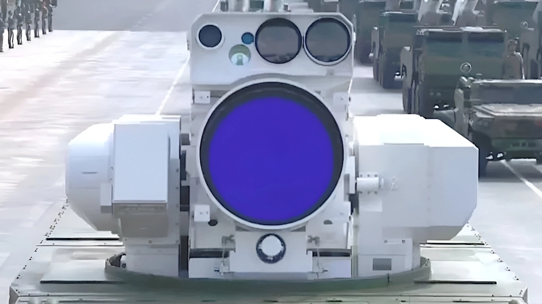 ly1 laser front view parade LY-1 laser system front view on HZ141 vehicle, Beijing parade 2025.