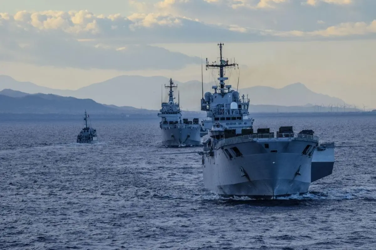 nato warships in formation during neptune strike exercise