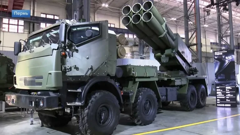The New Sarma 300mm rocket launcher was unveiled