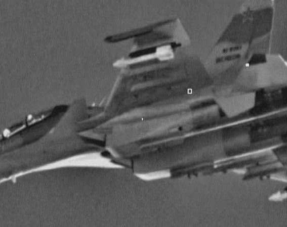 Infrared capture of a Russian fighter jet intercepted by NATO patrols near Latvia.