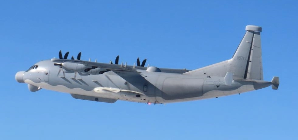 y 9dz gx 12 selat miyako Y-9DZ (GX-12) electronic intelligence aircraft in flight over the Miyako Strait, Japan.