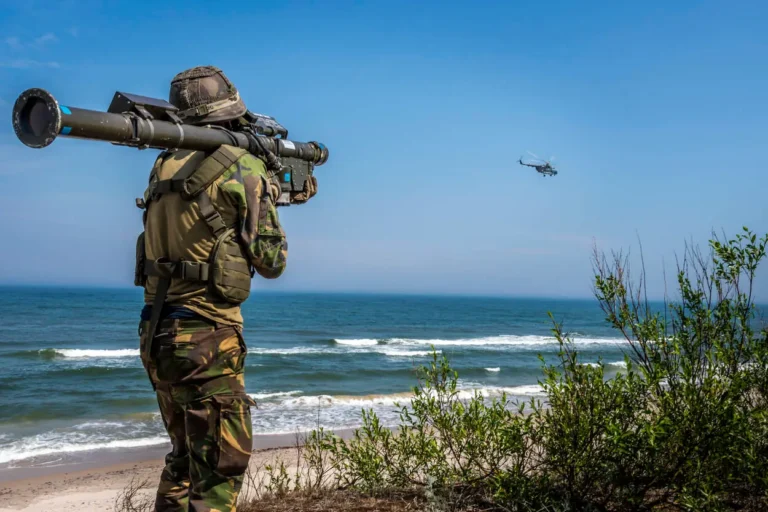 A soldier firing FIM-92 Stinger