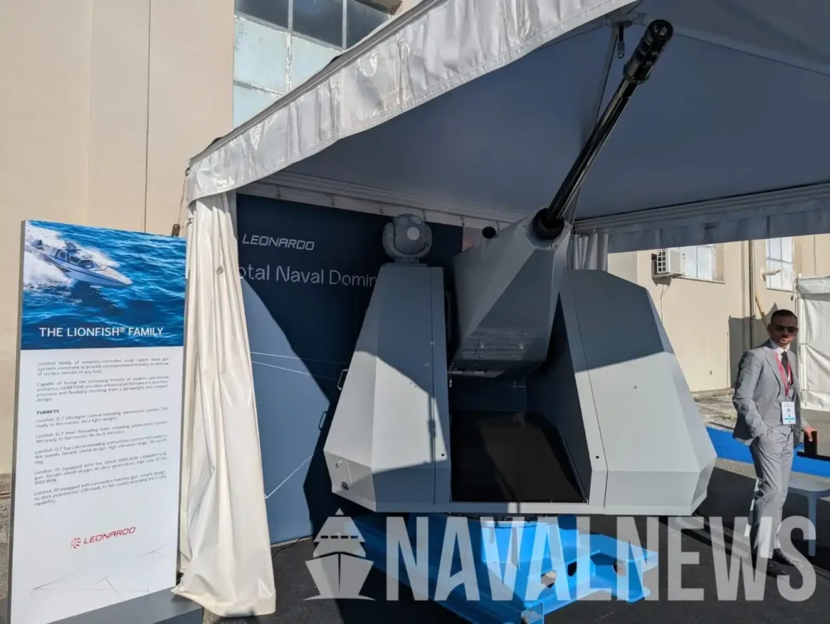 Lionfish 30 Turret at Leonardo booth at Sea Future 2025