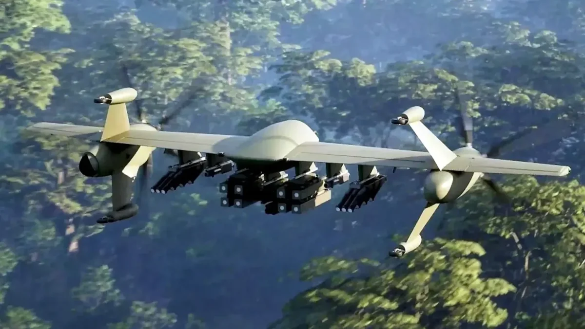 Nomad drone flying above forest