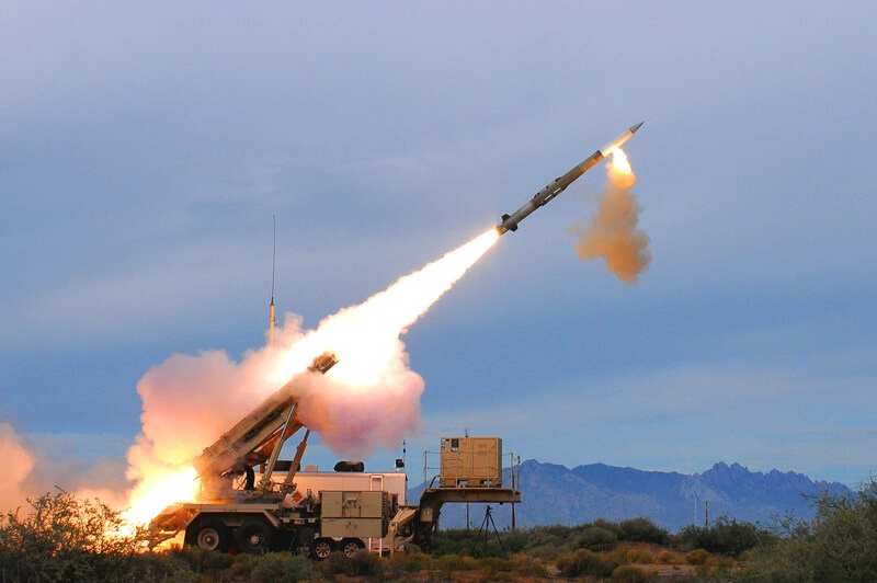 patriot missile live fire test A PAC-3 interceptor equipped with a Boeing-manufactured seeker launches to engage a target during a test.