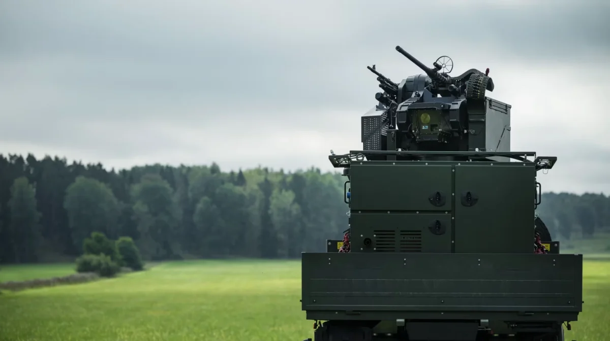 Saab Trackfire Remote Weapon Station as part of the Loke Counter-Drone System.