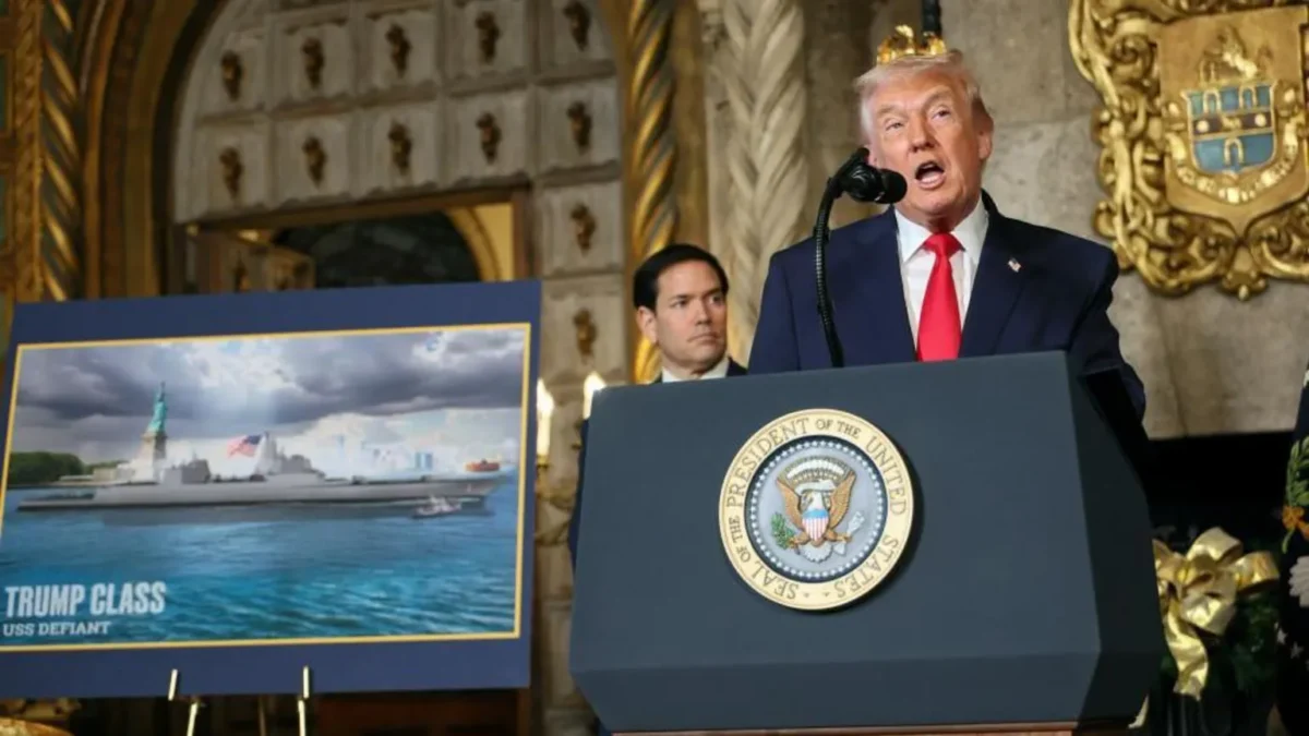 President Trump Unveils Trump Class Battleship President Trump Unveils Trump-Class Battleship