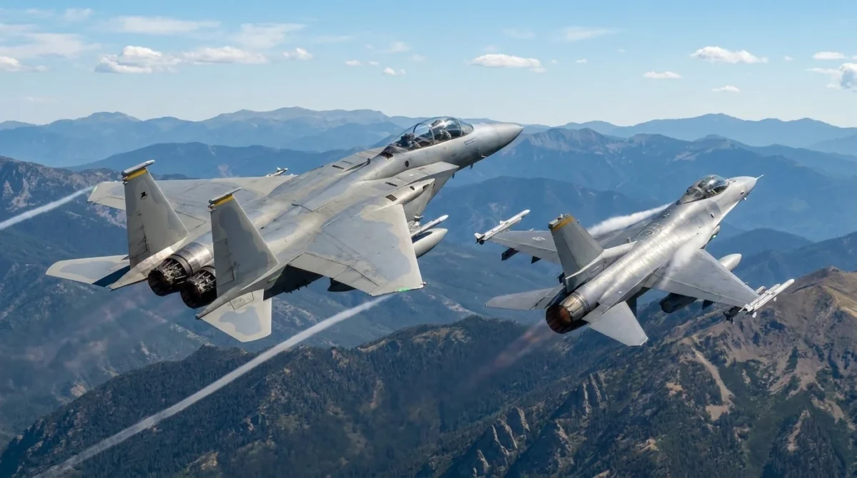 f-15 and F-16 fighter jet