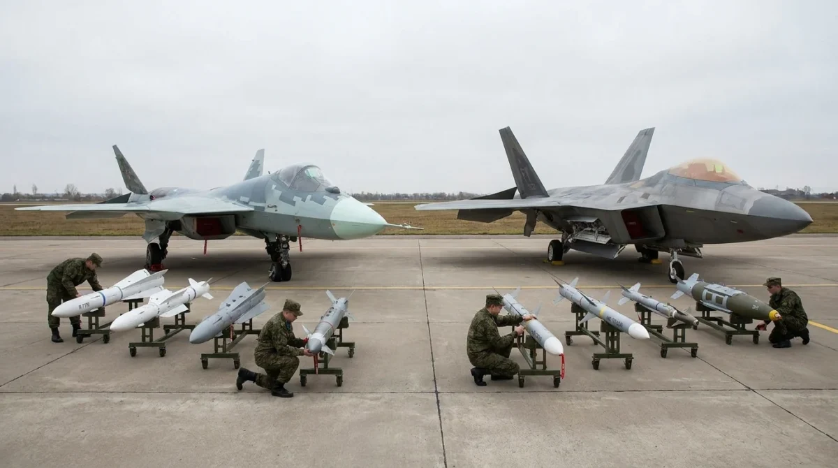 su-35 vs f-22 weapons